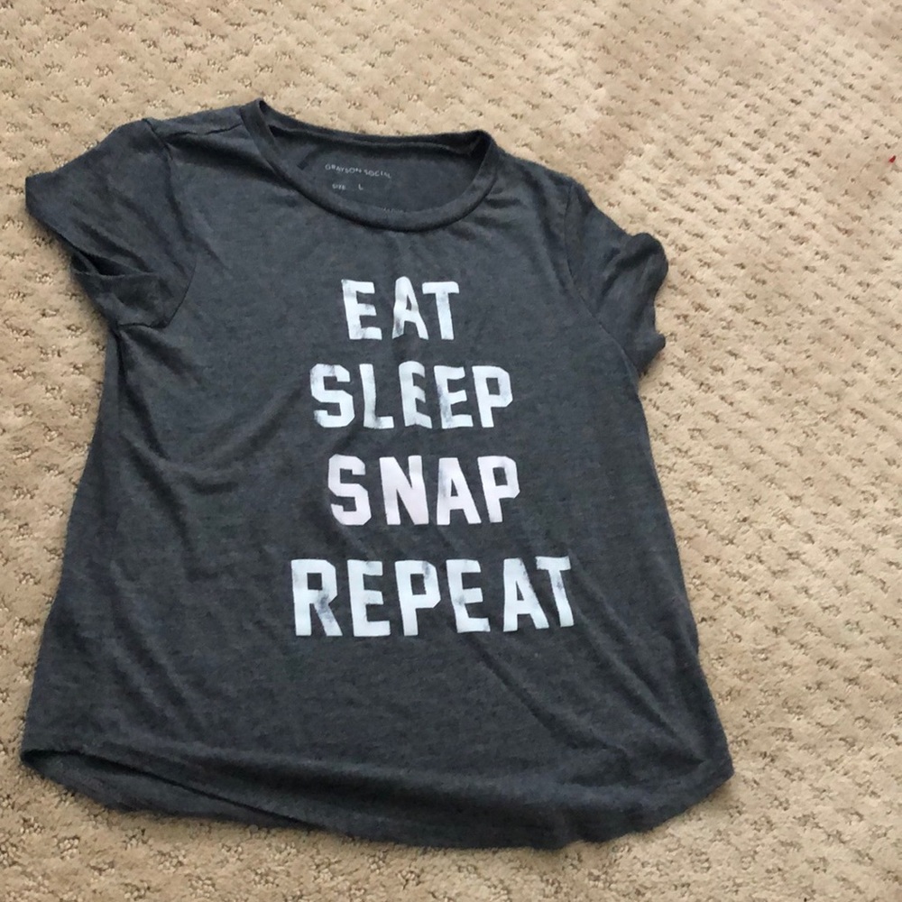 Shirt with white lettering